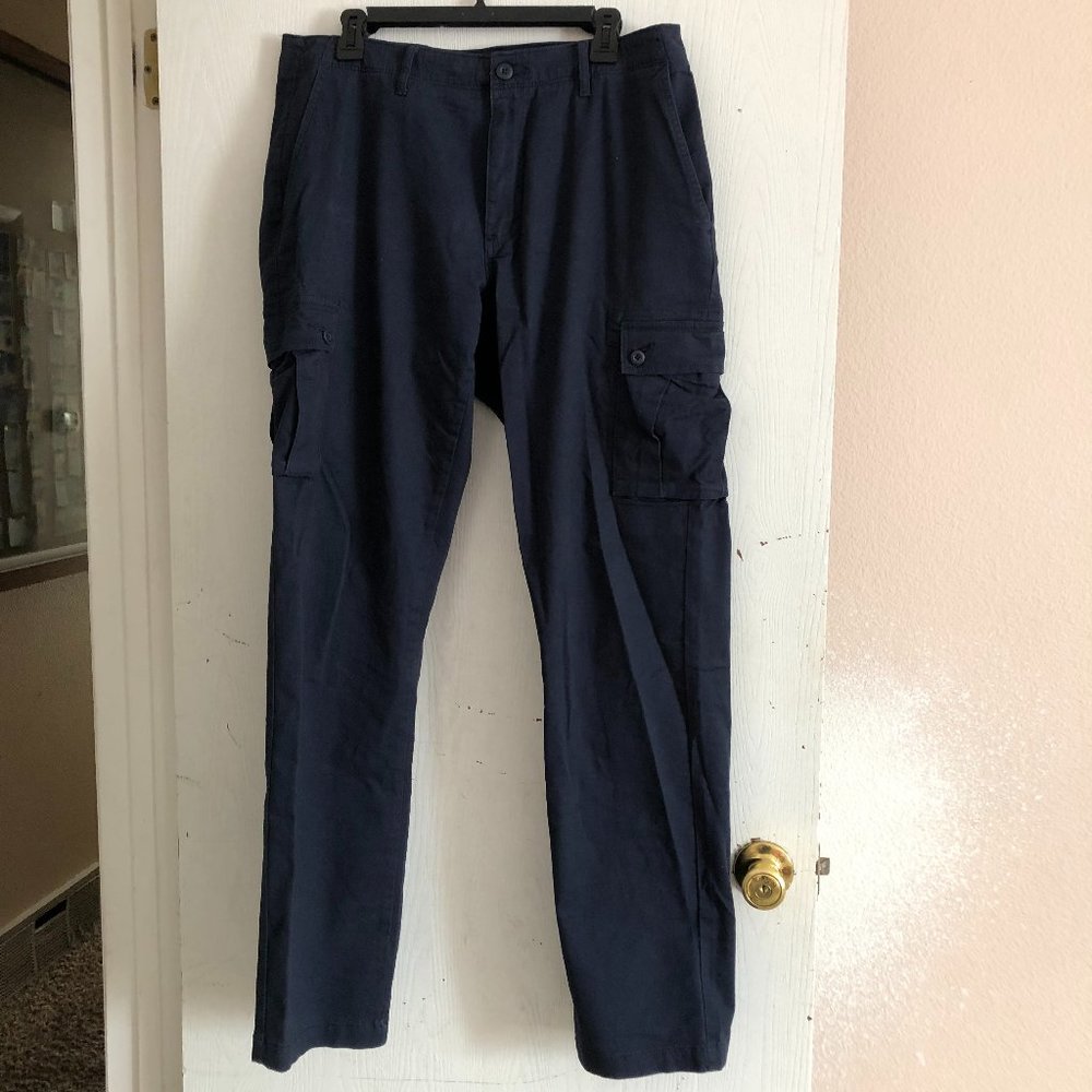 Amazon Essentials Cargo Pants Blue 34W x 34L Straight Leg 97% Cotton